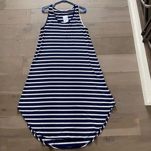 Navy and white striped maxi dress